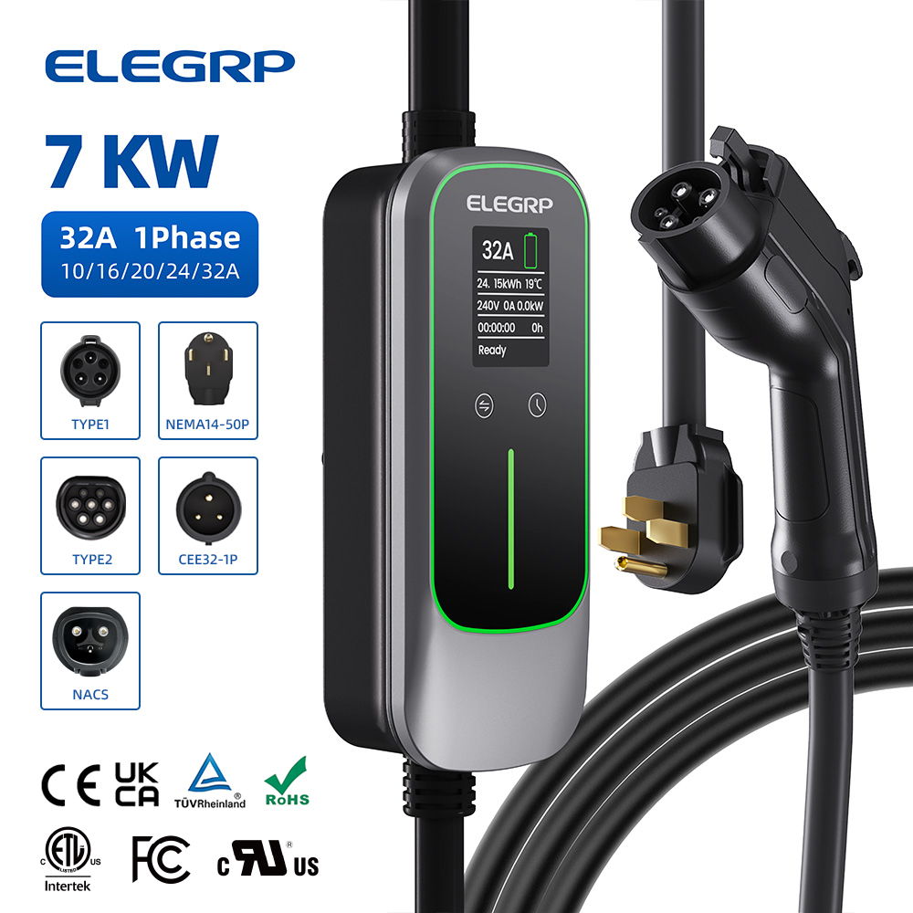 Home Ev Charger - ELEGRP 32 Amp tragbares Ladegerät für